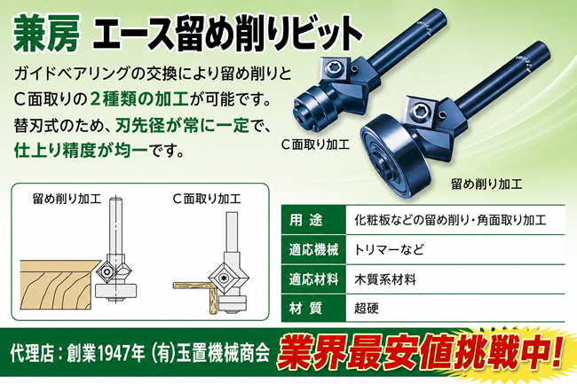 替刃式 エース 留め削りビット 兼房